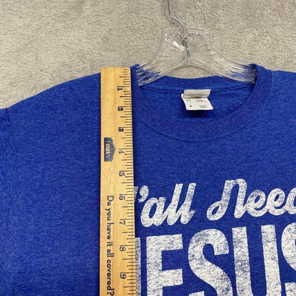 2/$10 Fruit of the Loom Womens Shirt Small Blue‎ Y'all Need Jesus Crew - Picture 4 of 9